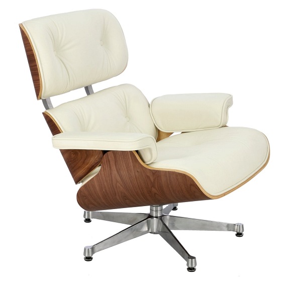 Fotel VIP 54x82x85 Biały/Walnut/Srebrna Baza