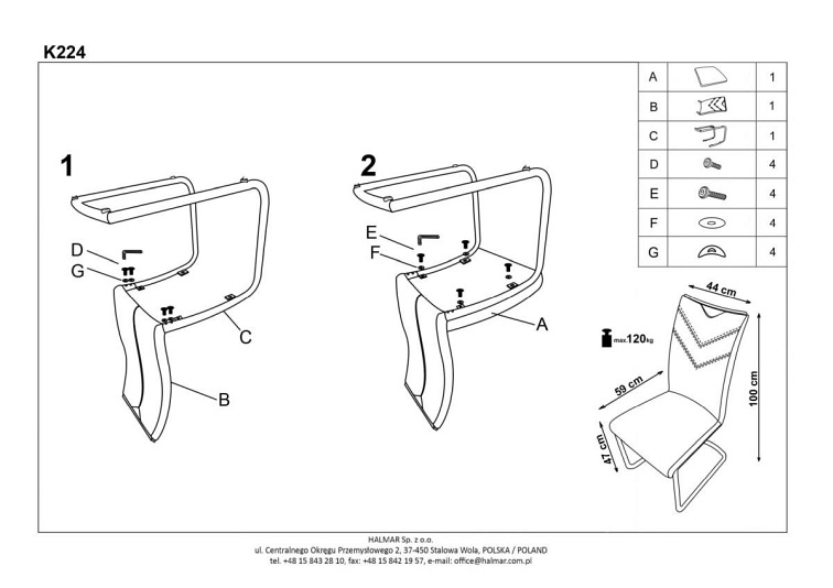 Krzesło K224 Chrom/Popiel Ekoskóra