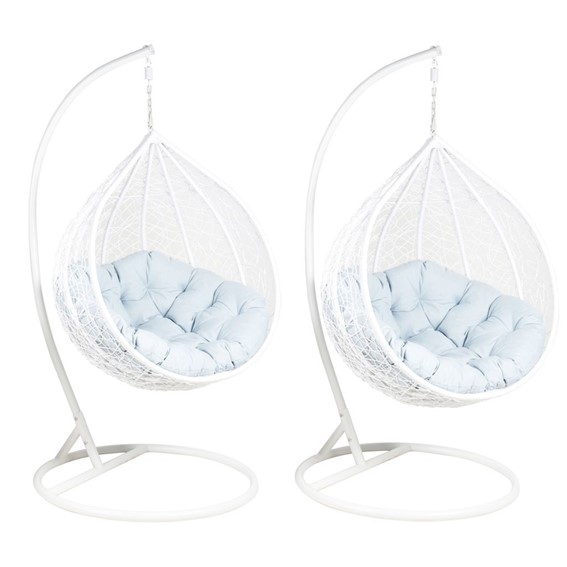 Zestaw 2 Foteli Ogrodowych F-03 L+XL Biały/Szary