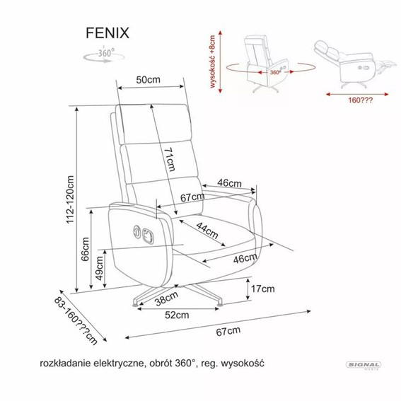 Fotel Rozkładany FENIX RAVEN Cappuccino