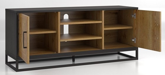 Komoda Rtv Indus IN25-2 133x39cm Dąb/Czarny