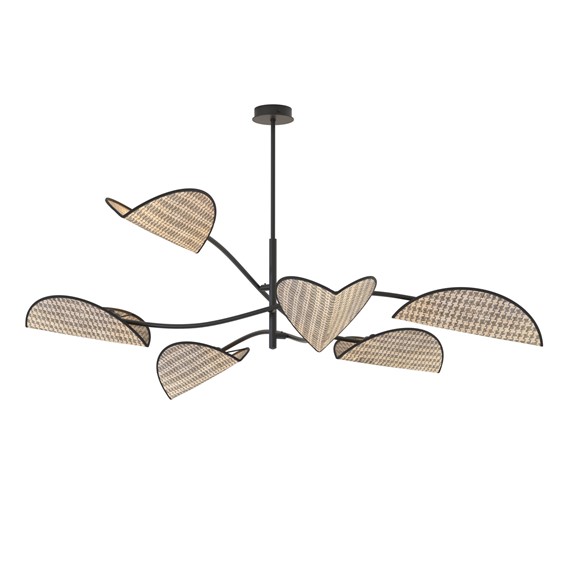 Lampa Sufitowa LOTUS 6 Czarny/Rattan