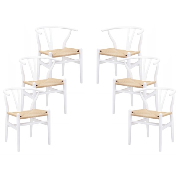 Zestaw 6x Krzesło Drewniane VALI Biały/Naturalny