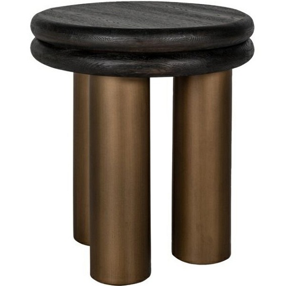 Stolik MACARON fi50 Złoty/Czarny