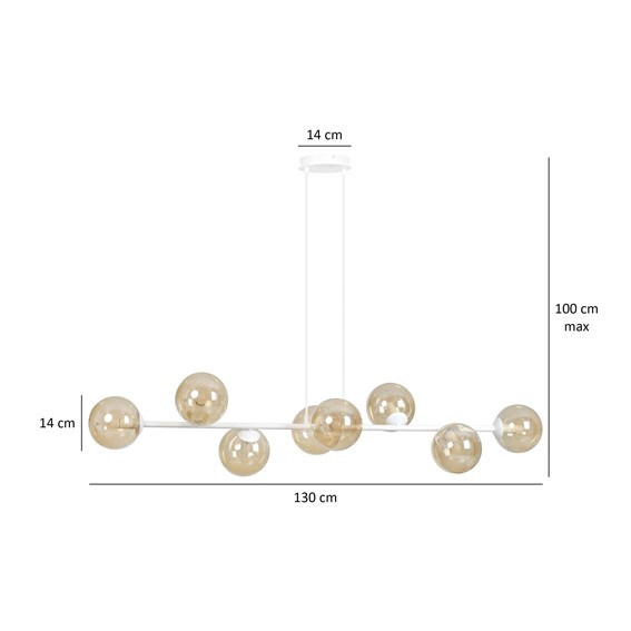 Lampa Wisząca ROSSI 8 Biały/Miodowy