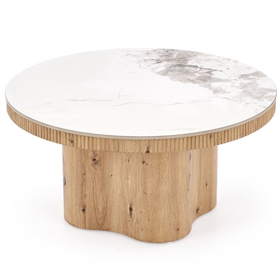 Ława MAGNUM fi80 Biały Marmur/Naturalny