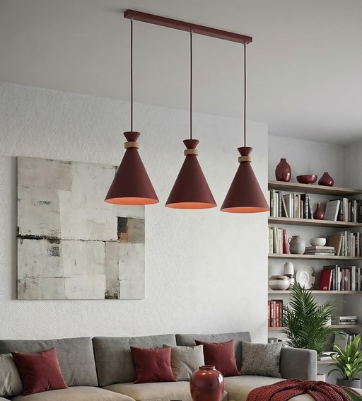 Lampa Wisząca ZERO 3 Burgundowy