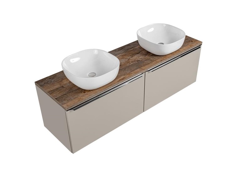 Zestaw SFT B UN 6252 160cm (2x Szafka + Blat + 2x Umywalka) Szary/Dąb