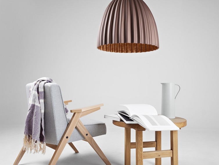 Lampa Wisząca Plissart M 50x41x116 Brązowy/Miedziany