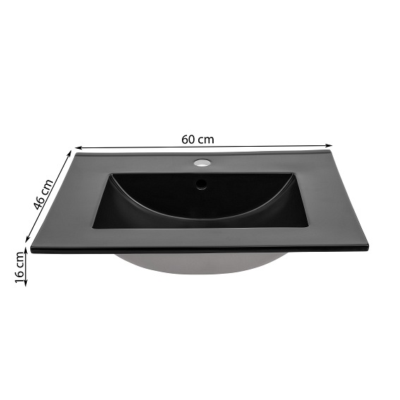 Umywalka E-8003 LAVA BLACK 60 DP Czarny