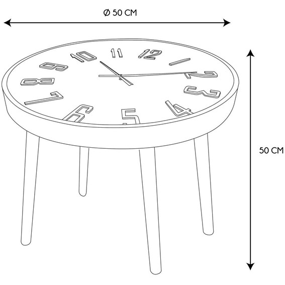 Stolik Kawowy TELIS Czarny z Zegarem