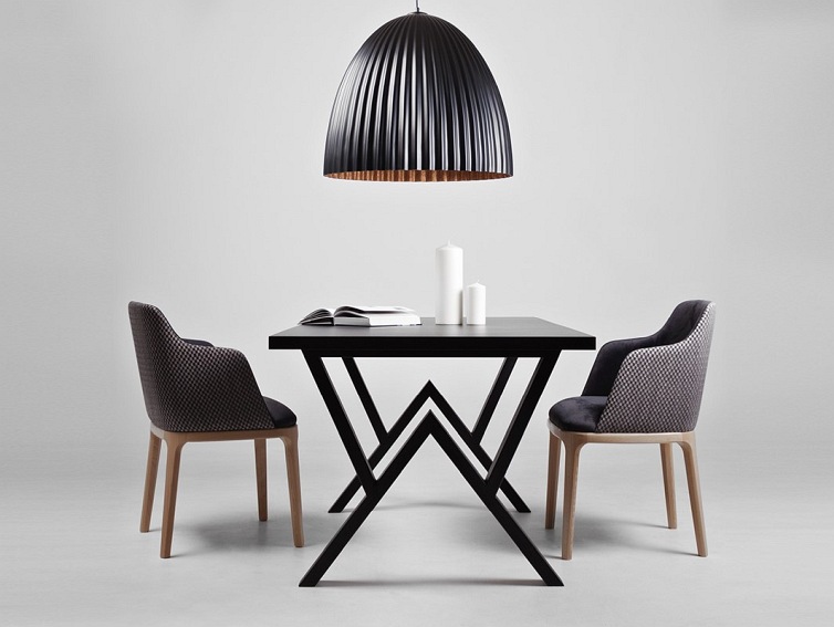 Lampa Wisząca Plissart L 70x60x130 Czarny/Miedziany