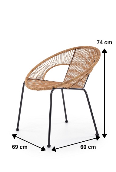 Fotel Ogrodowy BARI Rattanowy Naturalny/Czarny