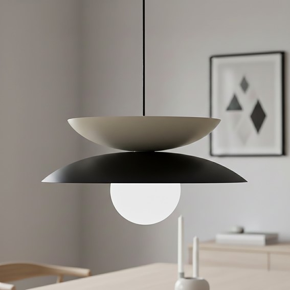 Lampa Wisząca NAGOYA 1 Czarny/Beżowy