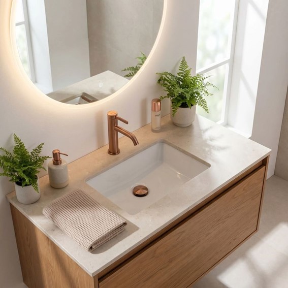 Bateria Umywalkowa RIVO Miedź Szczotkowana