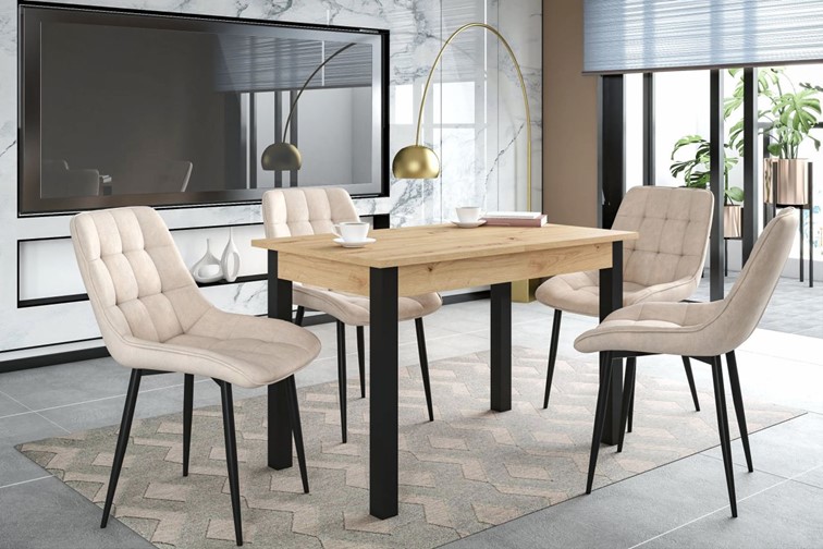 Stół Rozkładany ST2-FX (120-160)x70 Dąb Artisan/Czarny