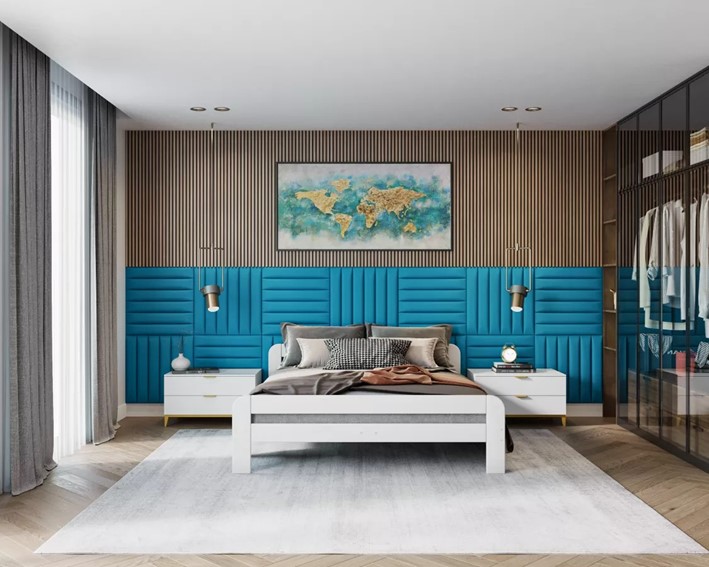 Panel Tapicerowany Ścienny TRINITY 60x10 Turkusowy