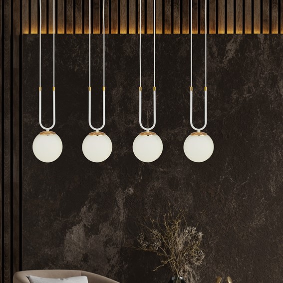 Lampa Wisząca GLAM 4 Biały/Opal