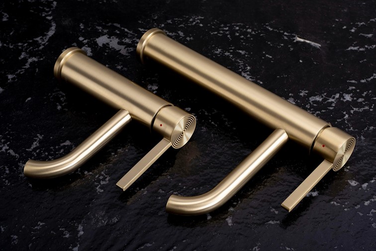 Bateria Umywalkowa Niska FOSTER Złoty Szczotkowany