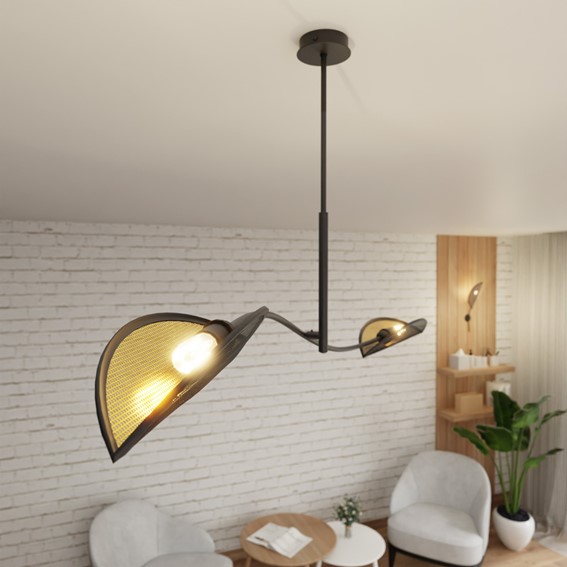 Lampa Wisząca LOTUS 2 Czarny/Złoty