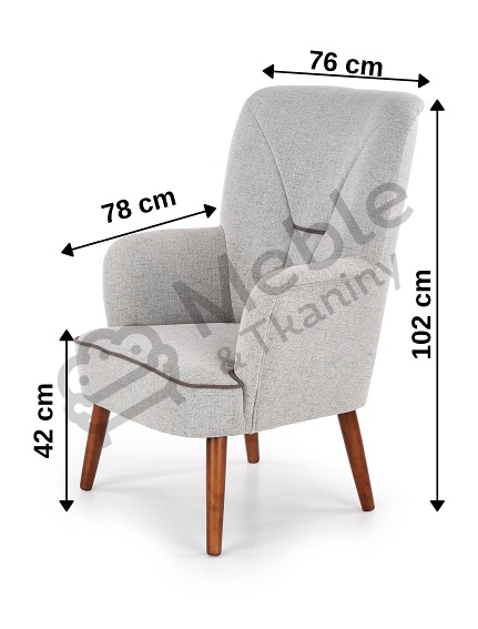 BISHOP fotel wypoczynkowy jasny popiel