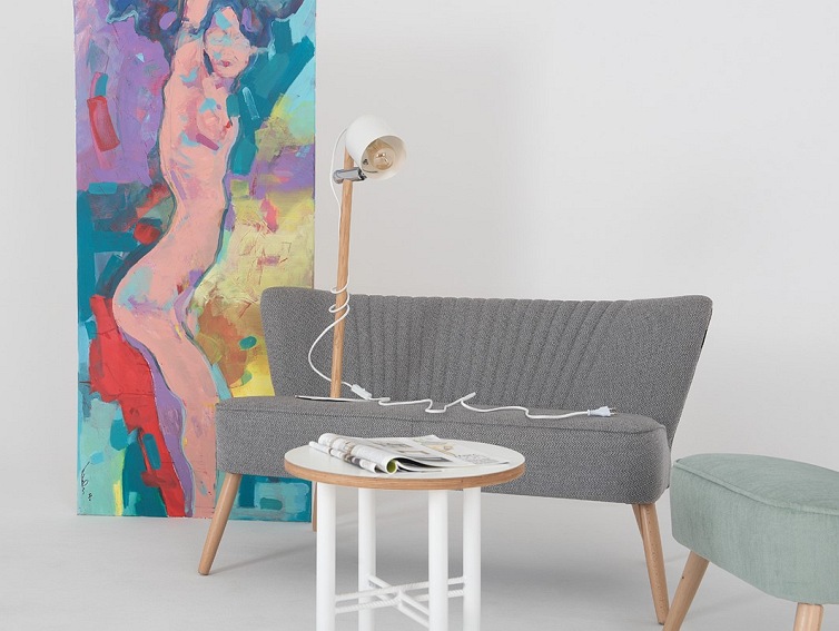 Stolik Kawowy PENTO 40 Biały/Naturalny