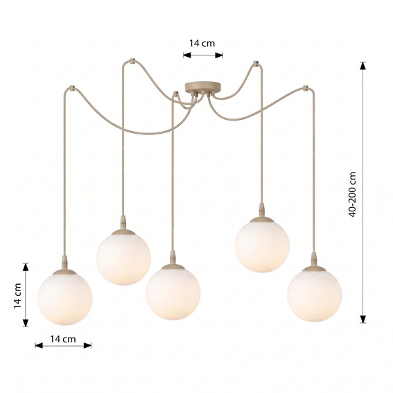 Lampa Wisząca GIGI 5 Beżowy/Opal