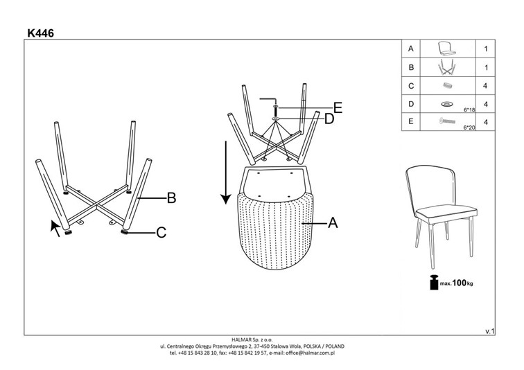 Krzesło K446 Popielaty