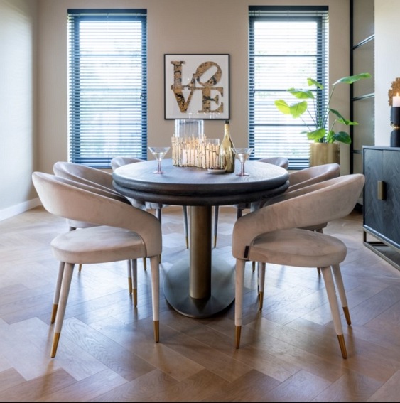 Stół MACARON 235x110 Naturalny/Złoty