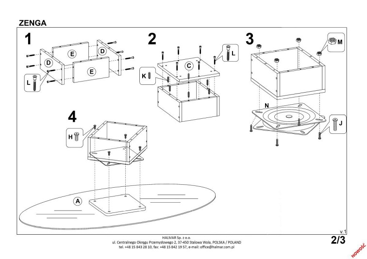 Ława ZENGA Czarny/Dąb Złoty