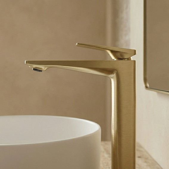 Bateria Umywalkowa Wysoka PRIME Złoty Szczotkowany