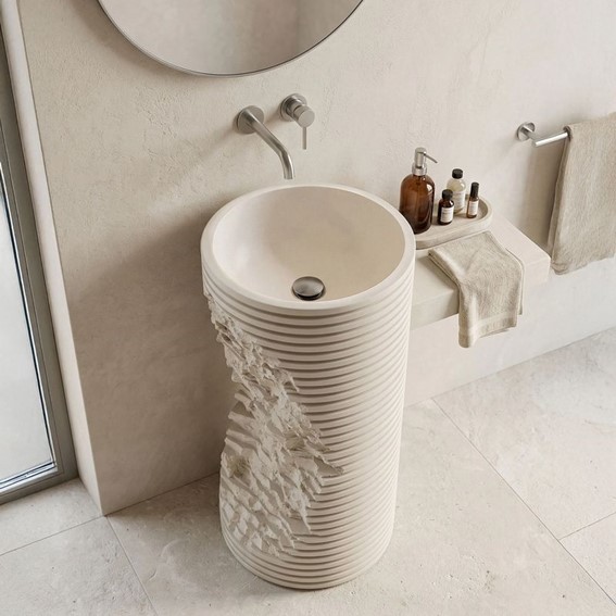 Umywalka Wolnostojąca TRAVENA ROUND Beżowy