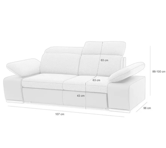 Sofa CONTINENTAL Popiel z Funkcją Spania - II Grupa Tkanin