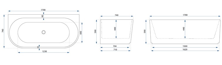 Wanna Przyścienna CORSO 170 Biały