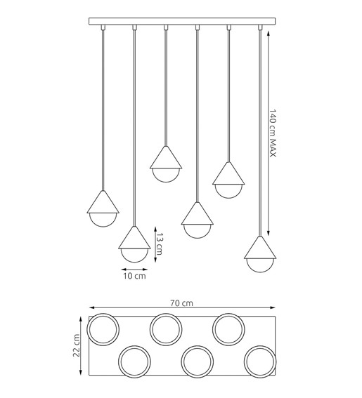 Lampa Wisząca GIRO 6 Czarny/Beżowy