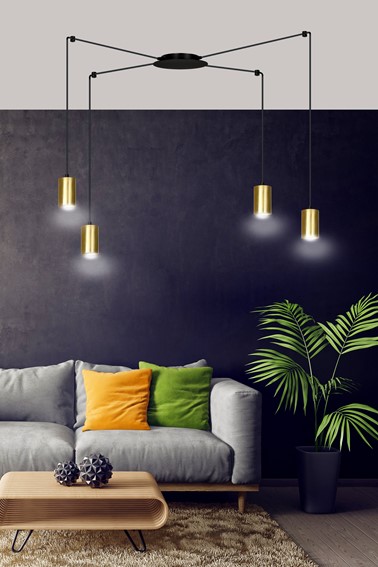 Lampa Wisząca TRAKER 4 Czarny/Złoty