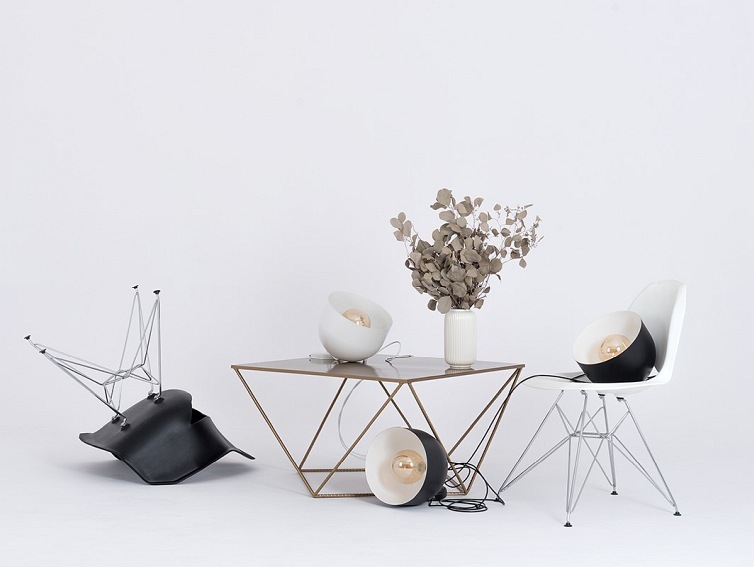 Stolik Kawowy DARYL METAL 80 Złoty/Biały