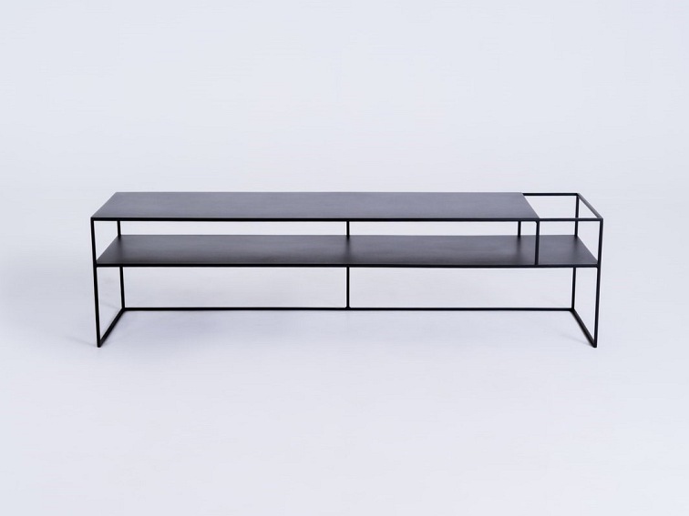 Stolik RTV Senso Flower Metal P 170x45 Czarny