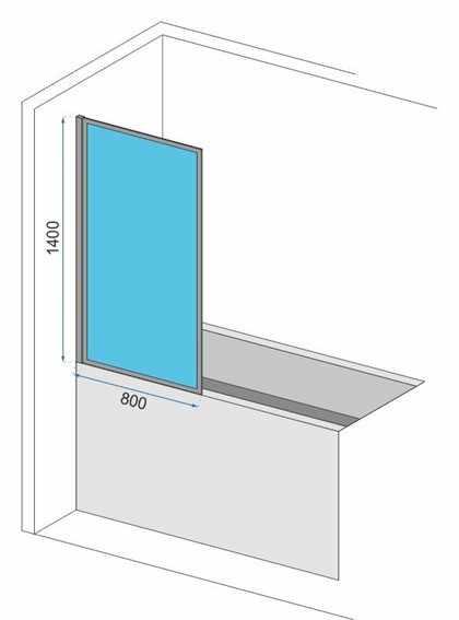 Parawan Wannowy LAGOS-1 Fix Stały 80 Czarny
