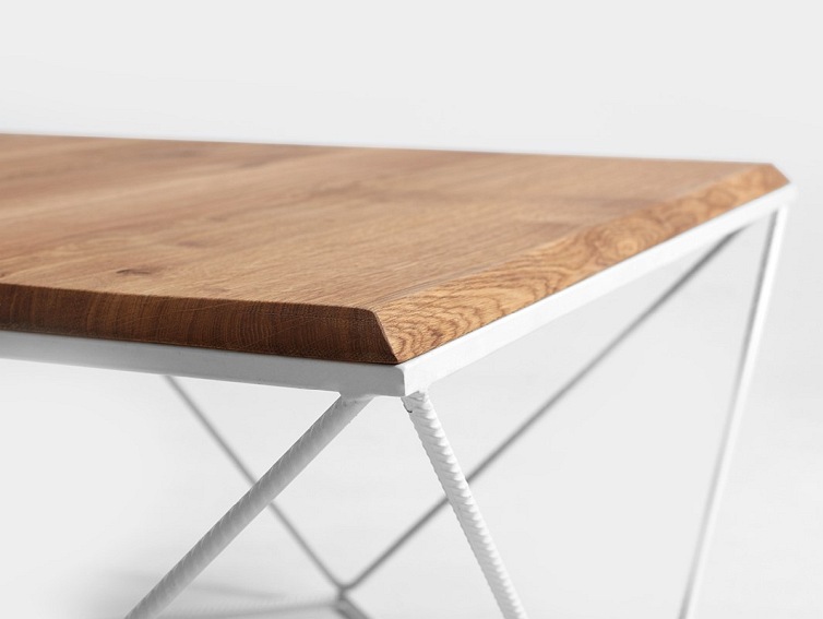 Stolik Kawowy DARYL SOLID WOOD 80 Biały/Naturalny