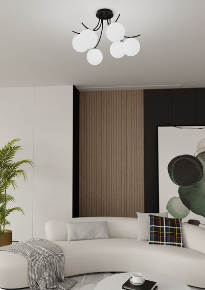 Lampa Sufitowa BOSTON 6 Czarny/Opal