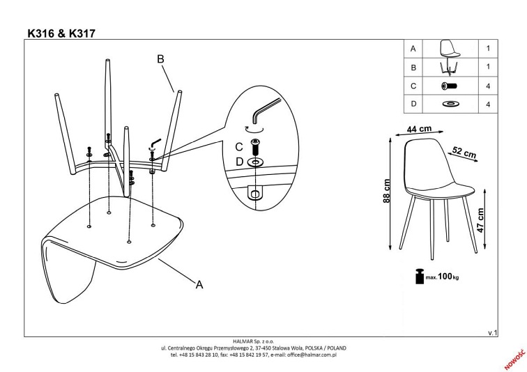 Krzesło K417 Velvet Czarny/Granatowy