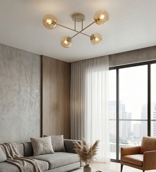 Lampa Sufitowa ROMA 4 Beżowy/Bursztynowy