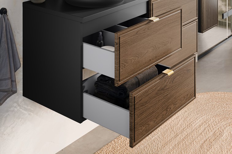 Szafka pod Umywalkę TALIA Czarny Mat/Dąb Casella