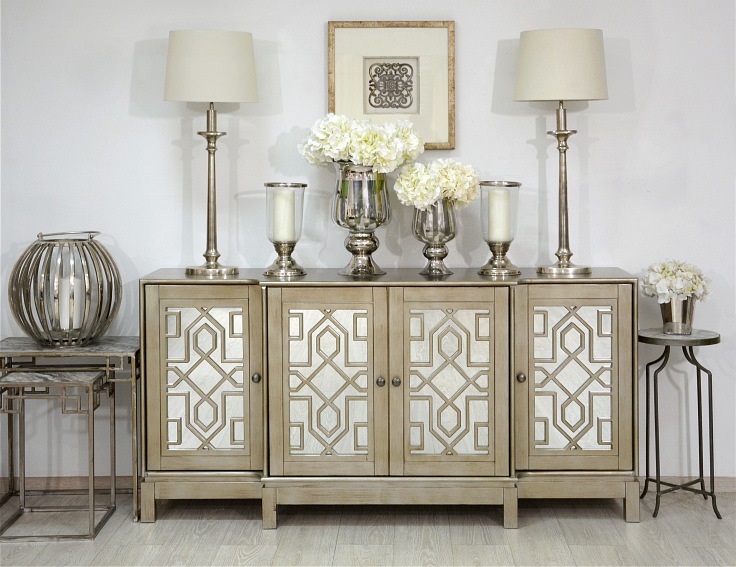 Komoda Lustrzana AV1550-70 4D Avola 45x178x86 Złoty