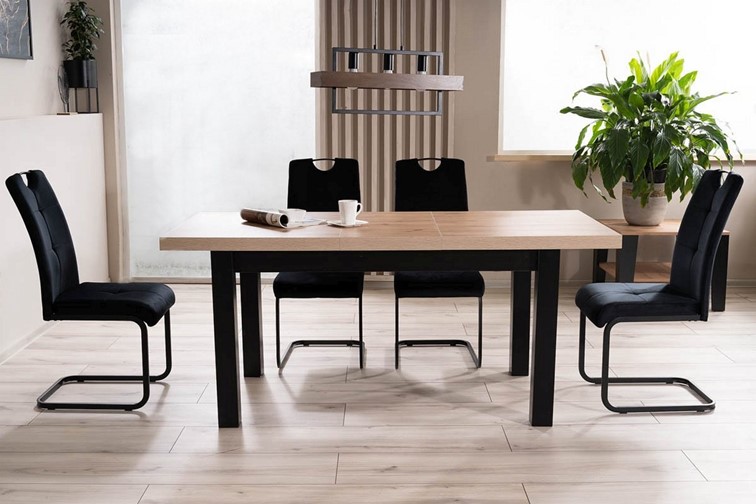 Stół Rozkładany PRESTO (140-218)x80 Czarny/Dąb Artisan