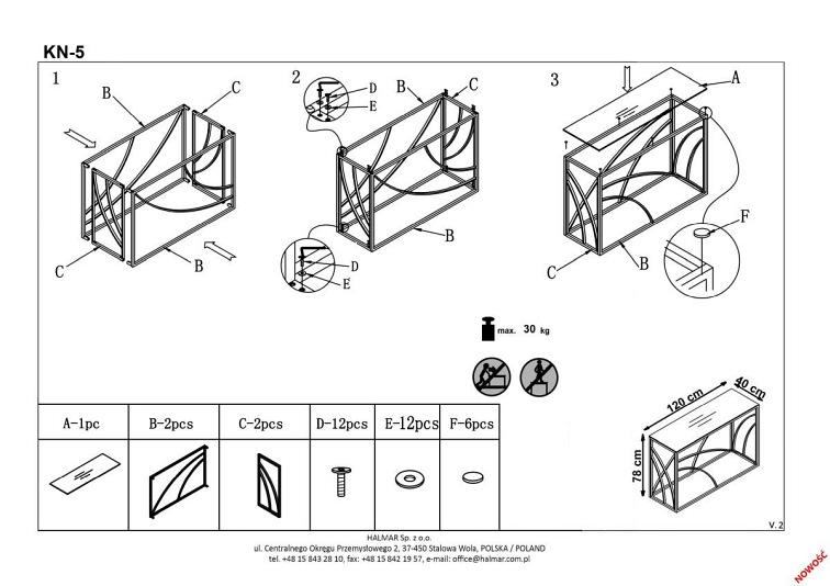 Konsolka KN5 Srebrny/Dymiony