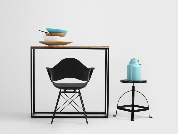 Konsola JULITA SOLID WOOD 92-1F 100x30 Dąb/Czarny