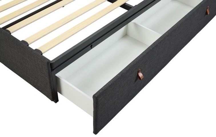 Łóżko Tapicerowane CALVI 160x200 cm z Szufladami Szary