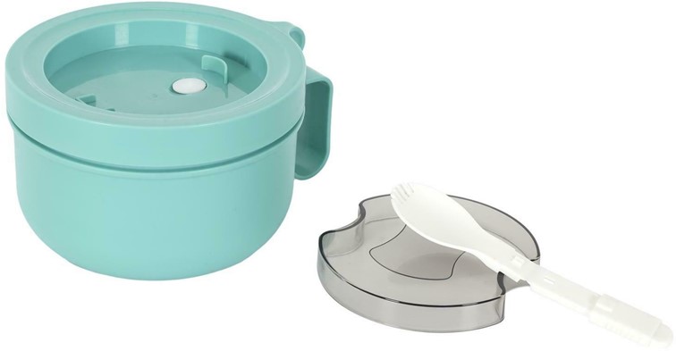 Okrągły Lunch Box Niebieski Z Widelcem